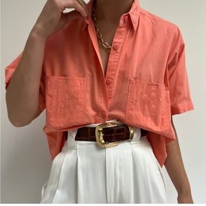 EUC coral button oversized shirt
